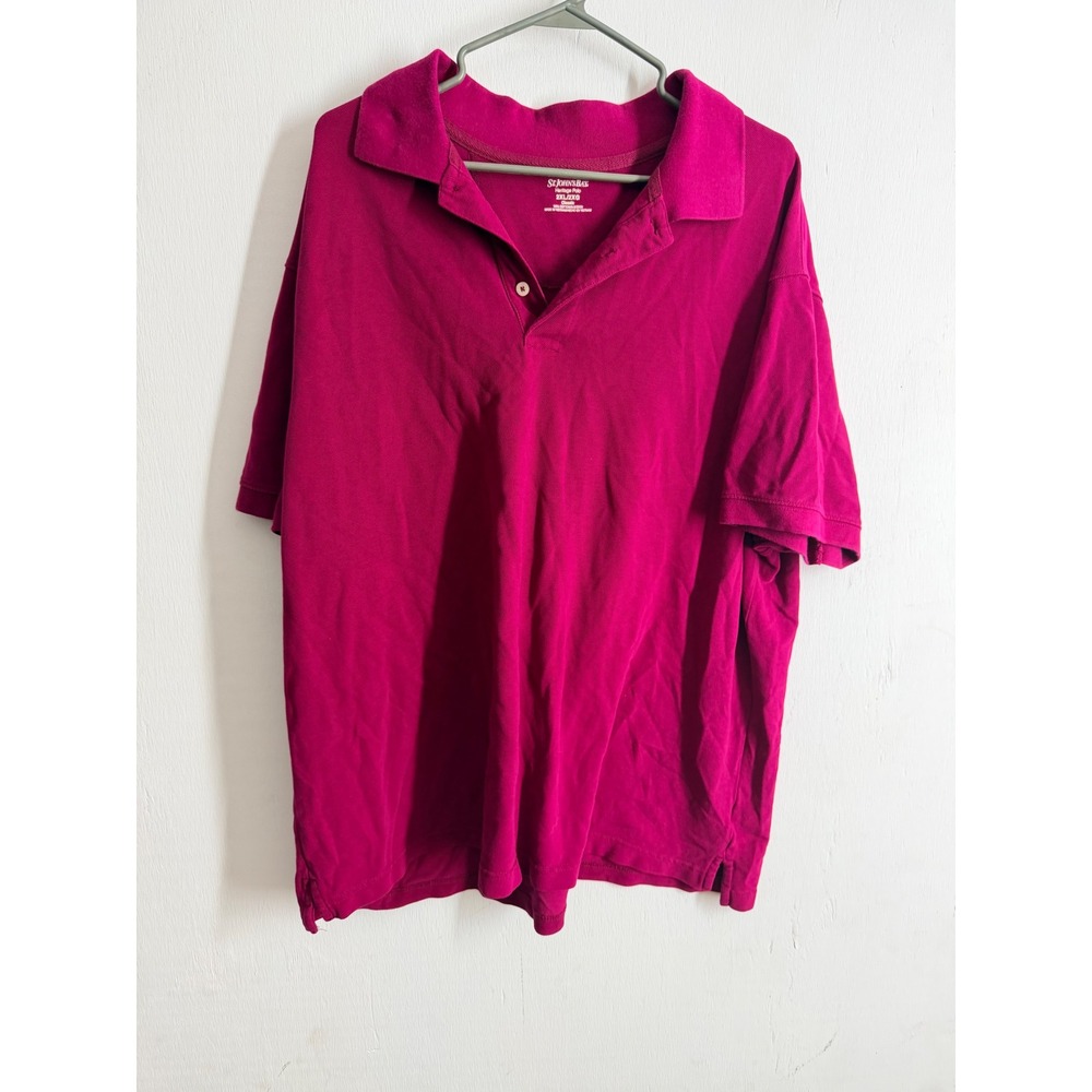 St Johns Bay Heritage Polo Shirt Mens 2XL Pink Magenta Cotton Pique Short Sleeve